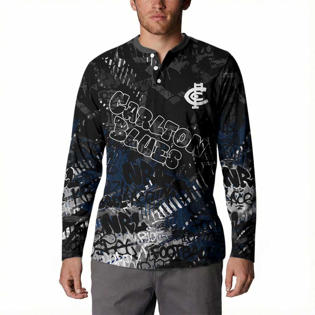 Carlton Blues Button Sweatshirt Urban Graffiti Street Art - Bold Abstract Spray Paint