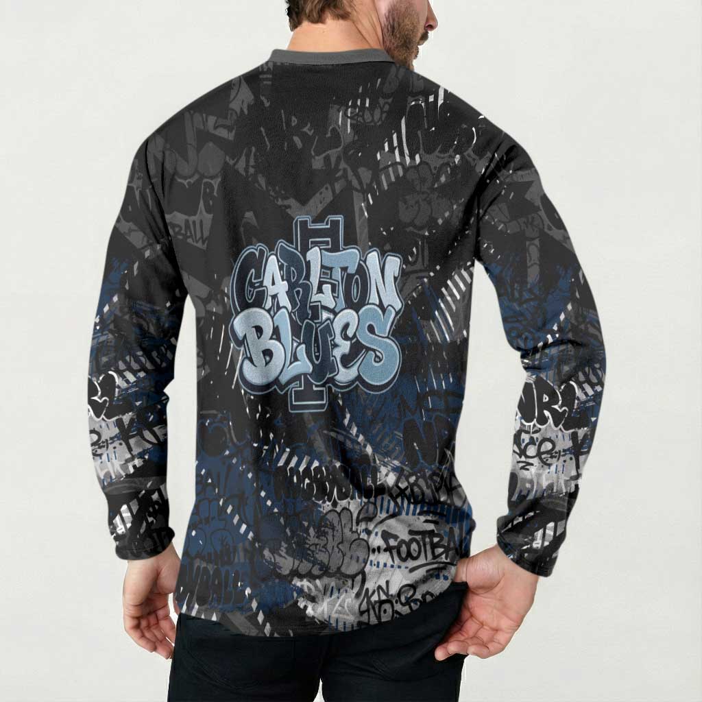 Carlton Blues Button Sweatshirt Urban Graffiti Street Art - Bold Abstract Spray Paint