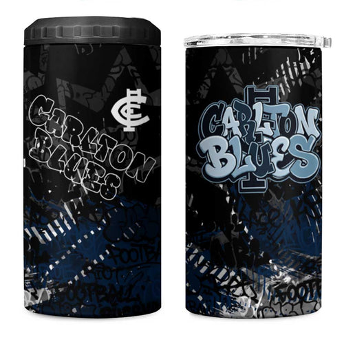 Carlton Blues 4 in 1 Can Cooler Tumbler Urban Graffiti Street Art - Bold Abstract Spray Paint