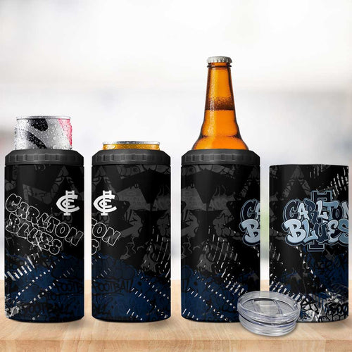 Carlton Blues 4 in 1 Can Cooler Tumbler Urban Graffiti Street Art - Bold Abstract Spray Paint