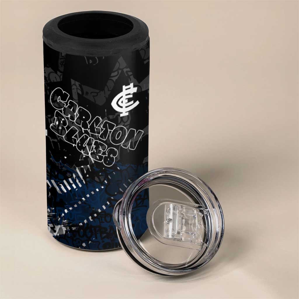 Carlton Blues 4 in 1 Can Cooler Tumbler Urban Graffiti Street Art - Bold Abstract Spray Paint