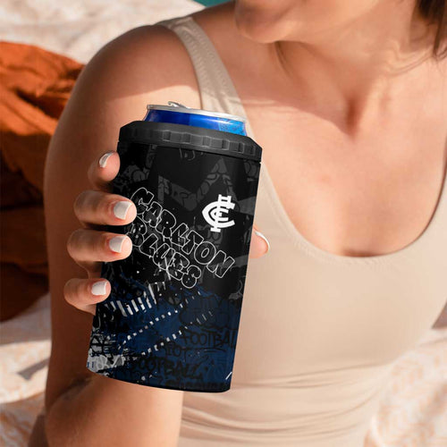 Carlton Blues 4 in 1 Can Cooler Tumbler Urban Graffiti Street Art - Bold Abstract Spray Paint