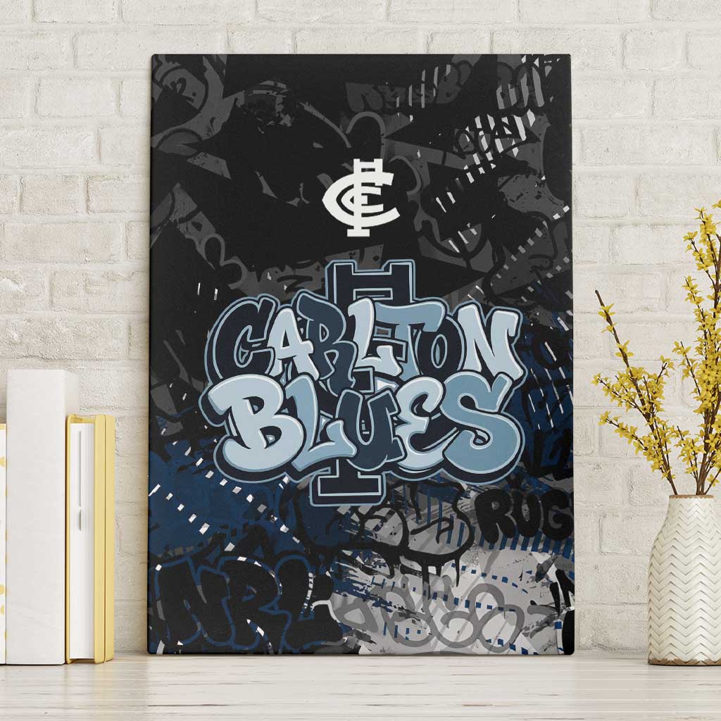 Carlton Blues Canvas Wall Art Urban Graffiti Street Art - Bold Abstract Spray Paint