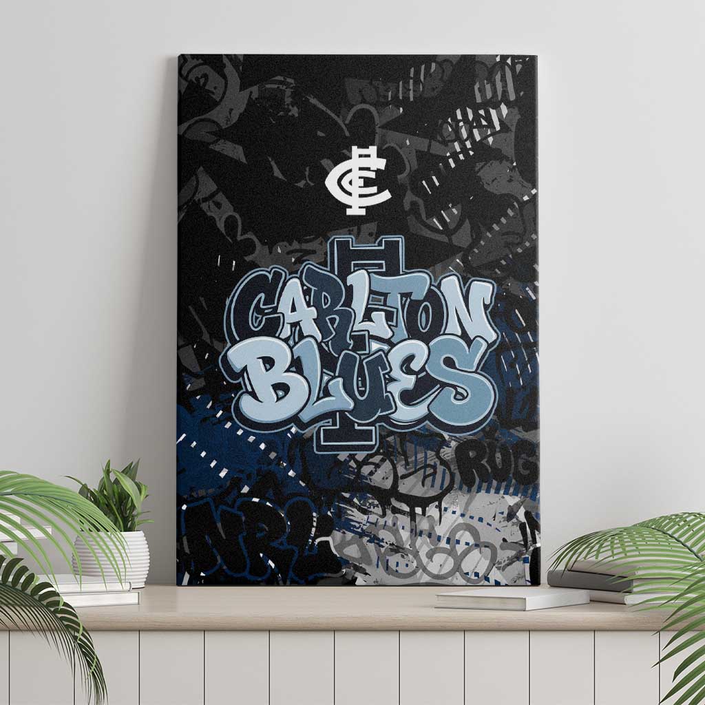 Carlton Blues Canvas Wall Art Urban Graffiti Street Art - Bold Abstract Spray Paint