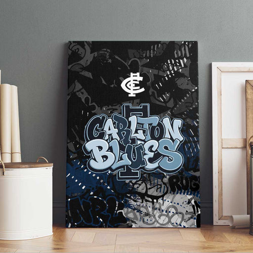 Carlton Blues Canvas Wall Art Urban Graffiti Street Art - Bold Abstract Spray Paint