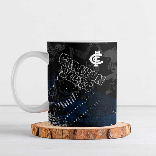Carlton Blues Ceramic Mug Urban Graffiti Street Art - Bold Abstract Spray Paint