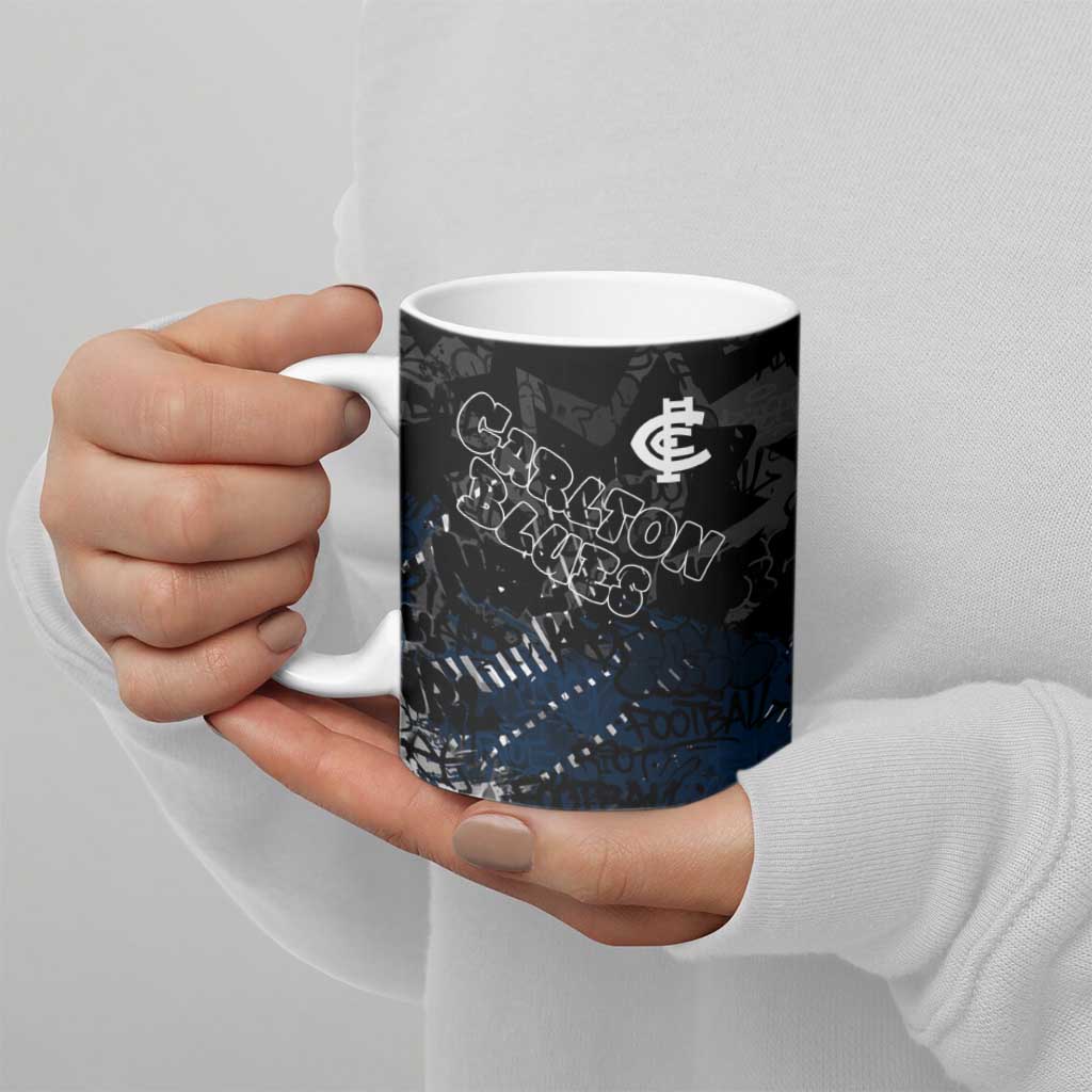 Carlton Blues Ceramic Mug Urban Graffiti Street Art - Bold Abstract Spray Paint