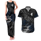 Carlton Blues Couples Matching Tank Maxi Dress and Hawaiian Shirt Urban Graffiti Street Art - Bold Abstract Spray Paint