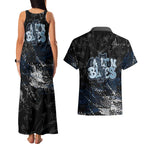 Carlton Blues Couples Matching Tank Maxi Dress and Hawaiian Shirt Urban Graffiti Street Art - Bold Abstract Spray Paint