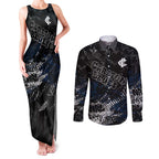 Carlton Blues Couples Matching Tank Maxi Dress and Long Sleeve Button Shirt Urban Graffiti Street Art - Bold Abstract Spray Paint