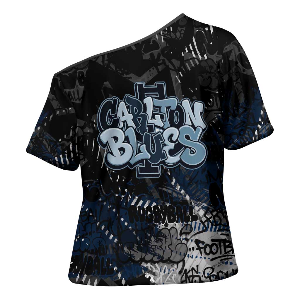 Carlton Blues Cross Shoulder Shirt Urban Graffiti Street Art - Bold Abstract Spray Paint