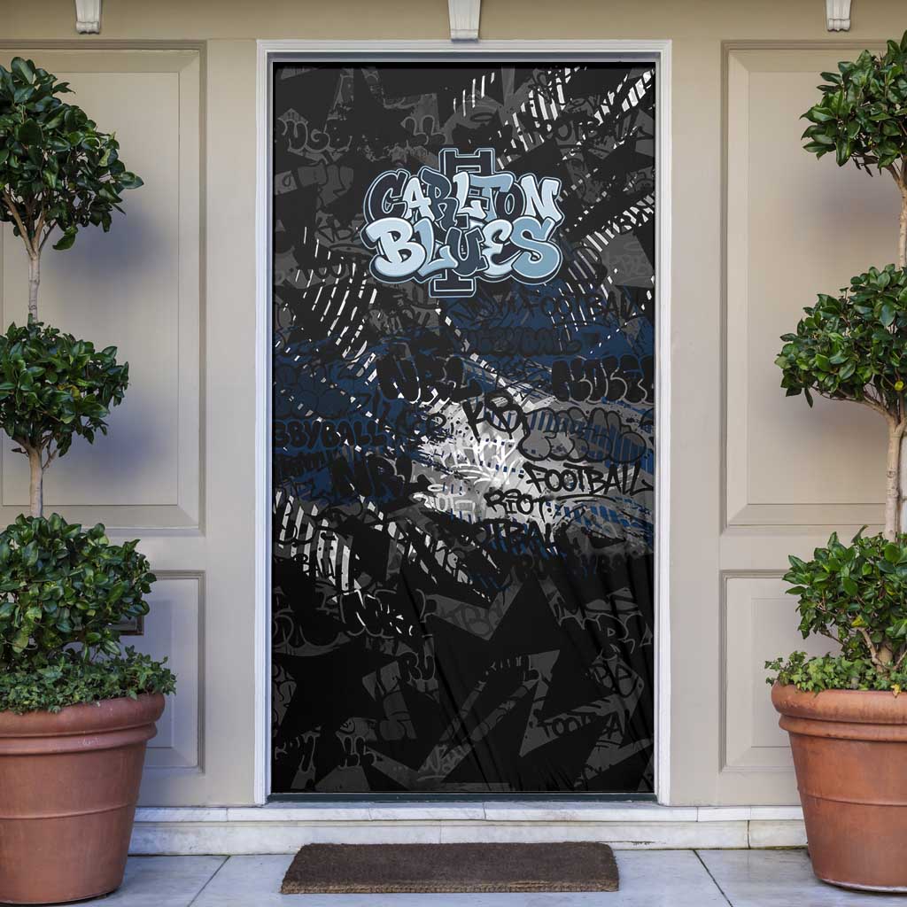 Carlton Blues Door Cover Urban Graffiti Street Art - Bold Abstract Spray Paint