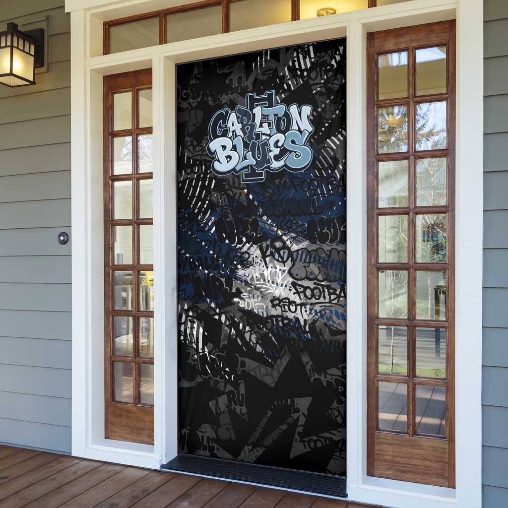 Carlton Blues Door Cover Urban Graffiti Street Art - Bold Abstract Spray Paint