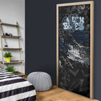 Carlton Blues Door Cover Urban Graffiti Street Art - Bold Abstract Spray Paint