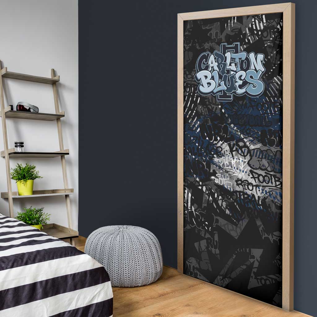 Carlton Blues Door Cover Urban Graffiti Street Art - Bold Abstract Spray Paint
