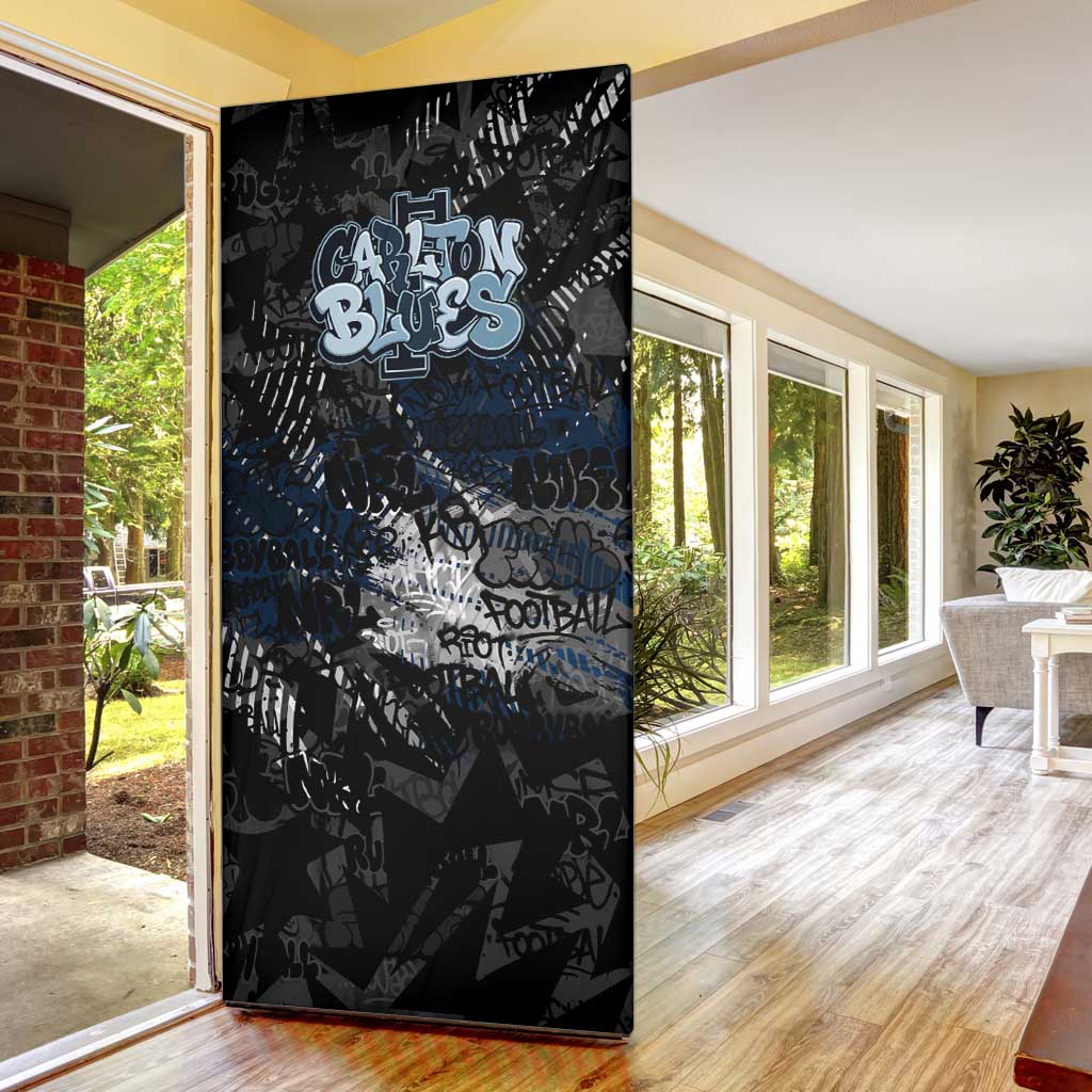 Carlton Blues Door Cover Urban Graffiti Street Art - Bold Abstract Spray Paint