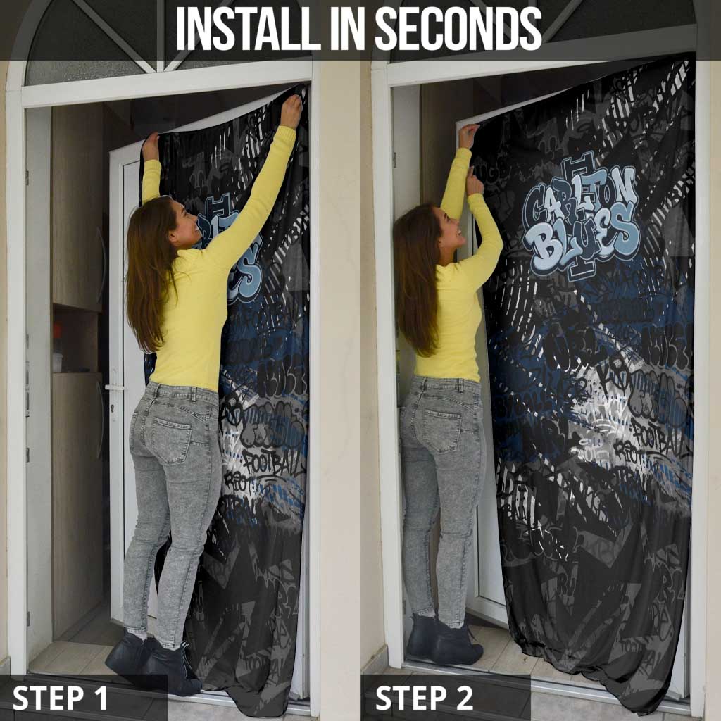 Carlton Blues Door Cover Urban Graffiti Street Art - Bold Abstract Spray Paint