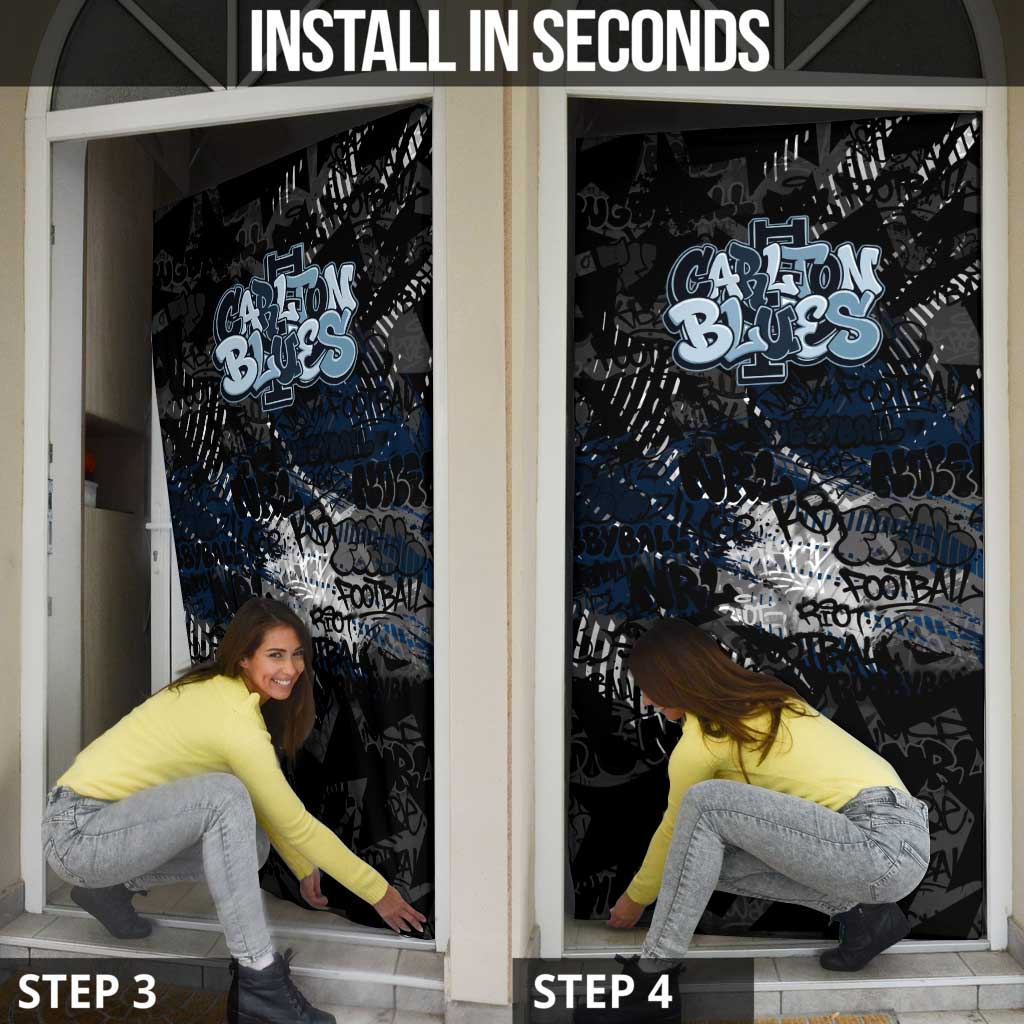 Carlton Blues Door Cover Urban Graffiti Street Art - Bold Abstract Spray Paint