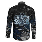 Carlton Blues Family Matching Long Sleeve Bodycon Dress and Hawaiian Shirt Urban Graffiti Street Art - Bold Abstract Spray Paint