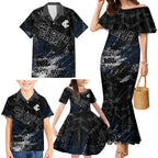 Carlton Blues Family Matching Mermaid Dress and Hawaiian Shirt Urban Graffiti Street Art - Bold Abstract Spray Paint