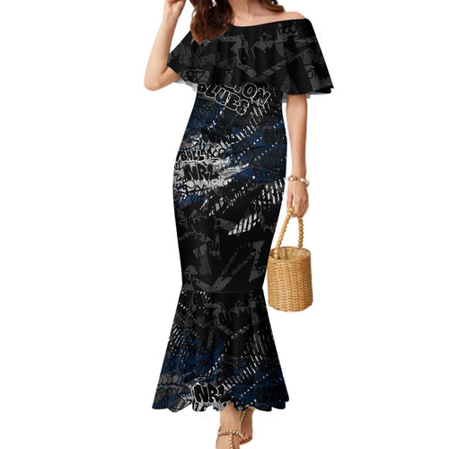 Carlton Blues Family Matching Mermaid Dress and Hawaiian Shirt Urban Graffiti Street Art - Bold Abstract Spray Paint