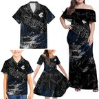 Carlton Blues Family Matching Off Shoulder Maxi Dress and Hawaiian Shirt Urban Graffiti Street Art - Bold Abstract Spray Paint