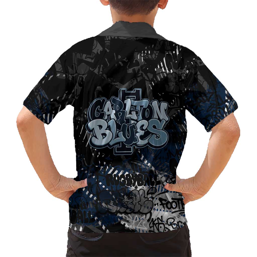 Carlton Blues Family Matching Off Shoulder Maxi Dress and Hawaiian Shirt Urban Graffiti Street Art - Bold Abstract Spray Paint