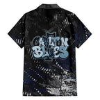 Carlton Blues Family Matching Off Shoulder Maxi Dress and Hawaiian Shirt Urban Graffiti Street Art - Bold Abstract Spray Paint