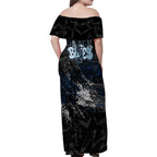 Carlton Blues Family Matching Off Shoulder Maxi Dress and Hawaiian Shirt Urban Graffiti Street Art - Bold Abstract Spray Paint
