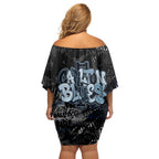 Carlton Blues Family Matching Off Shoulder Short Dress and Hawaiian Shirt Urban Graffiti Street Art - Bold Abstract Spray Paint