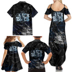 Carlton Blues Family Matching Summer Maxi Dress and Hawaiian Shirt Urban Graffiti Street Art - Bold Abstract Spray Paint