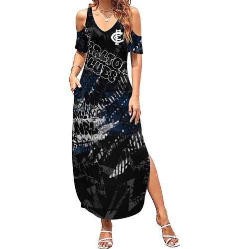 Carlton Blues Family Matching Summer Maxi Dress and Hawaiian Shirt Urban Graffiti Street Art - Bold Abstract Spray Paint