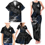 Carlton Blues Family Matching Tank Maxi Dress and Hawaiian Shirt Urban Graffiti Street Art - Bold Abstract Spray Paint
