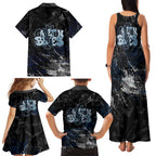 Carlton Blues Family Matching Tank Maxi Dress and Hawaiian Shirt Urban Graffiti Street Art - Bold Abstract Spray Paint