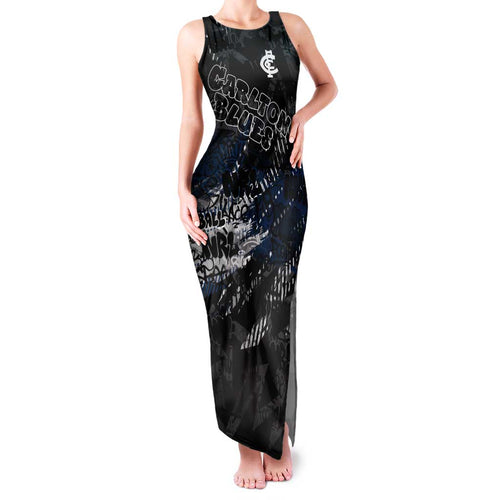 Carlton Blues Family Matching Tank Maxi Dress and Hawaiian Shirt Urban Graffiti Street Art - Bold Abstract Spray Paint