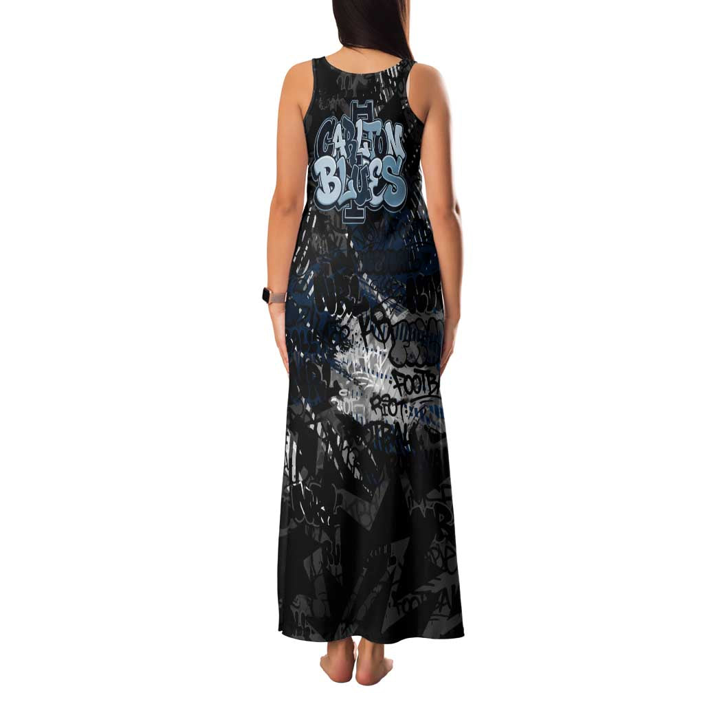 Carlton Blues Family Matching Tank Maxi Dress and Hawaiian Shirt Urban Graffiti Street Art - Bold Abstract Spray Paint