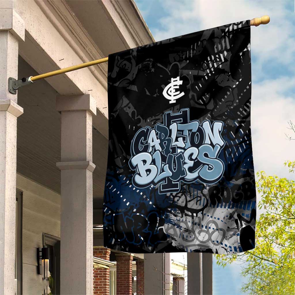 Carlton Blues Garden Flag Urban Graffiti Street Art - Bold Abstract Spray Paint