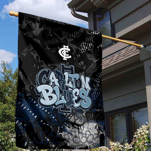 Carlton Blues Garden Flag Urban Graffiti Street Art - Bold Abstract Spray Paint