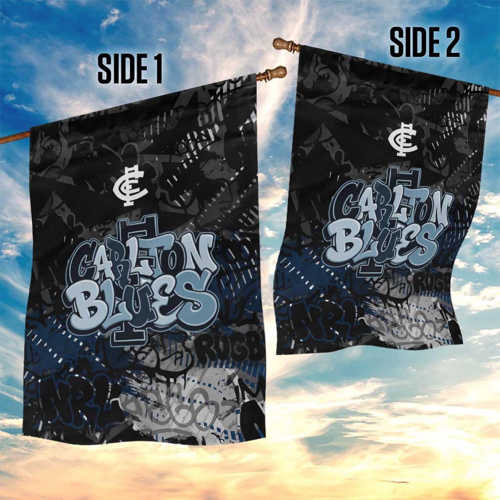 Carlton Blues Garden Flag Urban Graffiti Street Art - Bold Abstract Spray Paint