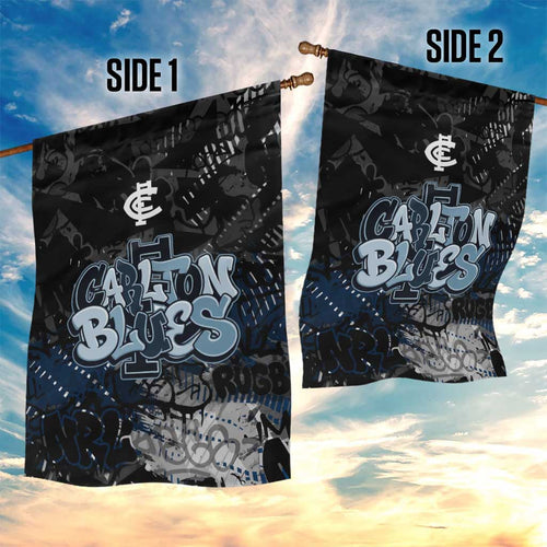 Carlton Blues Garden Flag Urban Graffiti Street Art - Bold Abstract Spray Paint