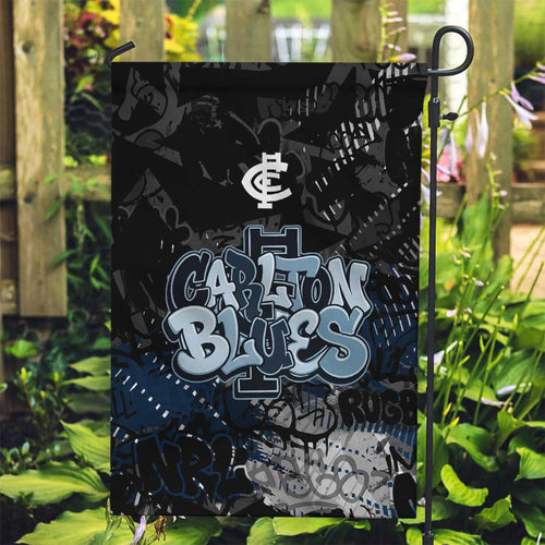 Carlton Blues Garden Flag Urban Graffiti Street Art - Bold Abstract Spray Paint