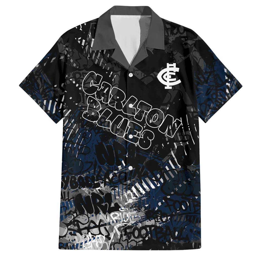 Carlton Blues Hawaiian Shirt Urban Graffiti Street Art - Bold Abstract Spray Paint