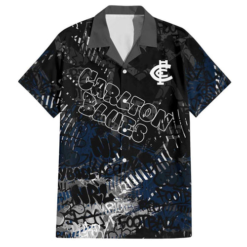 Carlton Blues Hawaiian Shirt Urban Graffiti Street Art - Bold Abstract Spray Paint