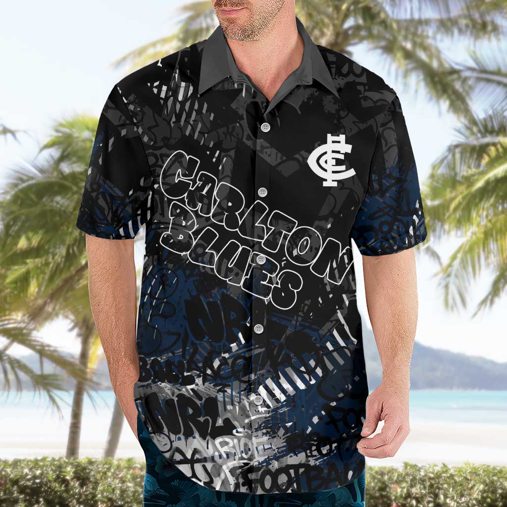 Carlton Blues Hawaiian Shirt Urban Graffiti Street Art - Bold Abstract Spray Paint