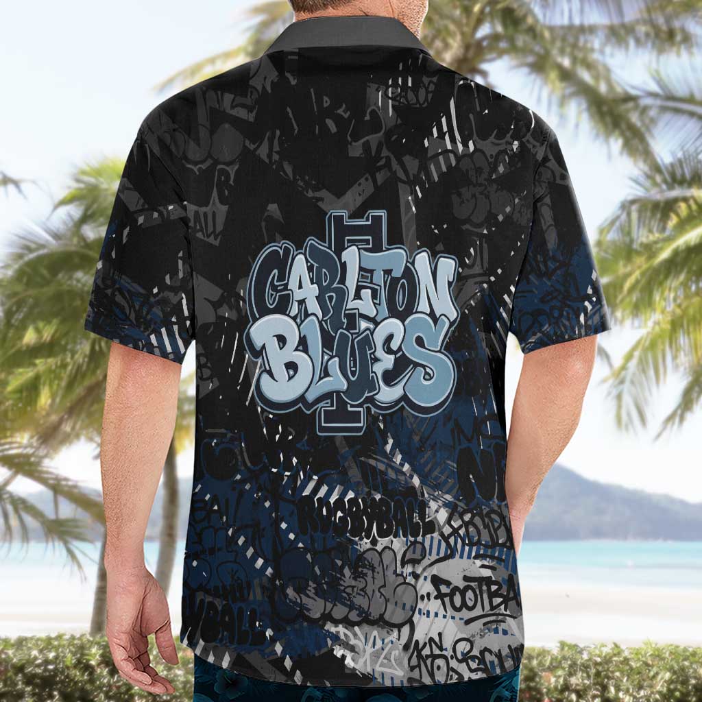 Carlton Blues Hawaiian Shirt Urban Graffiti Street Art - Bold Abstract Spray Paint