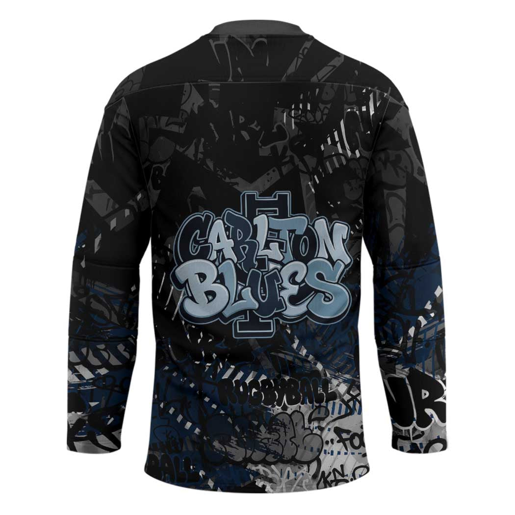 Carlton Blues Hockey Jersey Urban Graffiti Street Art - Bold Abstract Spray Paint