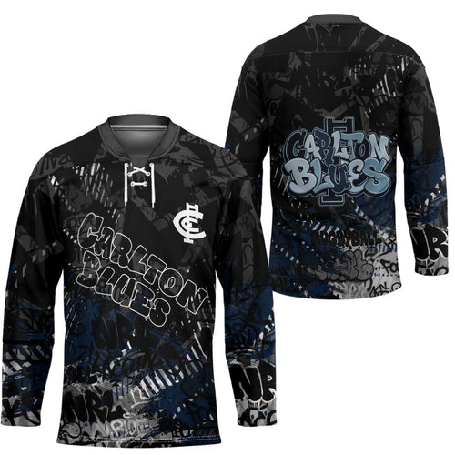 Carlton Blues Hockey Jersey Urban Graffiti Street Art - Bold Abstract Spray Paint