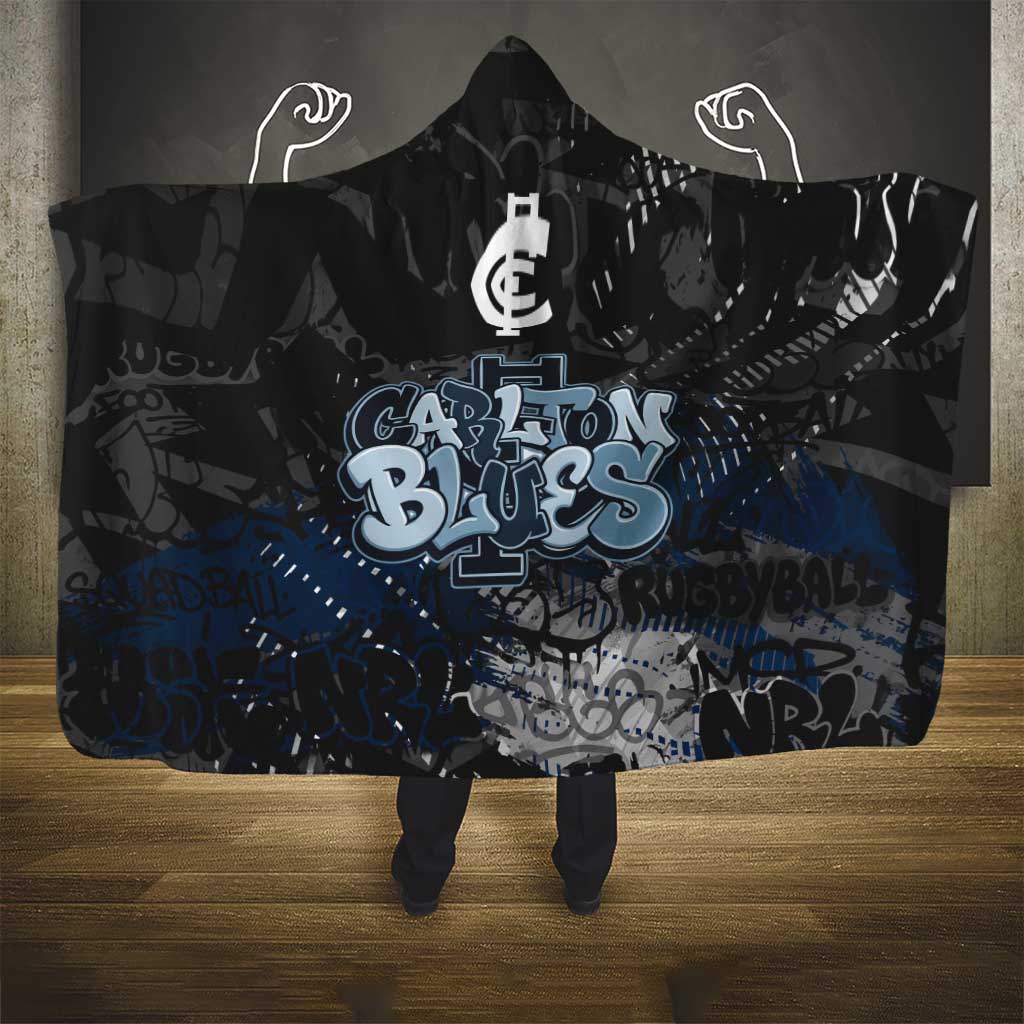 Carlton Blues Hooded Blanket Urban Graffiti Street Art - Bold Abstract Spray Paint