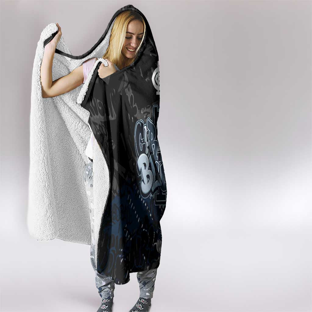 Carlton Blues Hooded Blanket Urban Graffiti Street Art - Bold Abstract Spray Paint