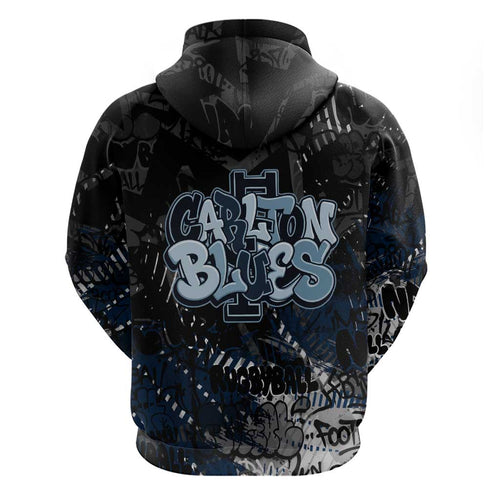 Carlton Blues Hoodie Urban Graffiti Street Art - Bold Abstract Spray Paint